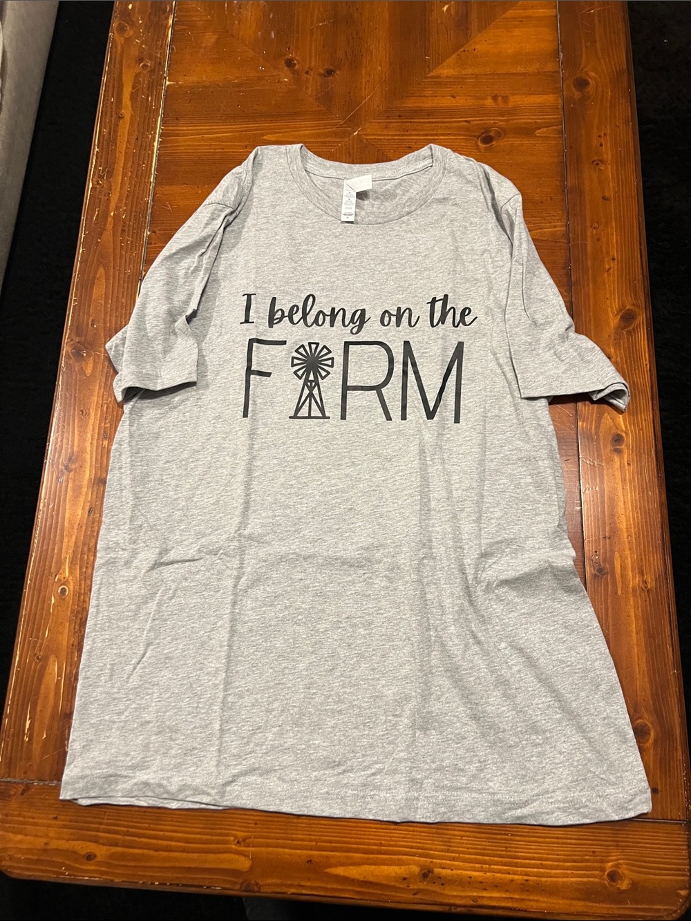 Grey Graphic Tee "I belong on the FARM"